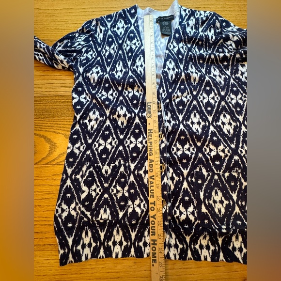 Grace Elements Women's L Boyfriend Cardigan Navy White Toggle Buttons Sweater - Picture 4 of 6